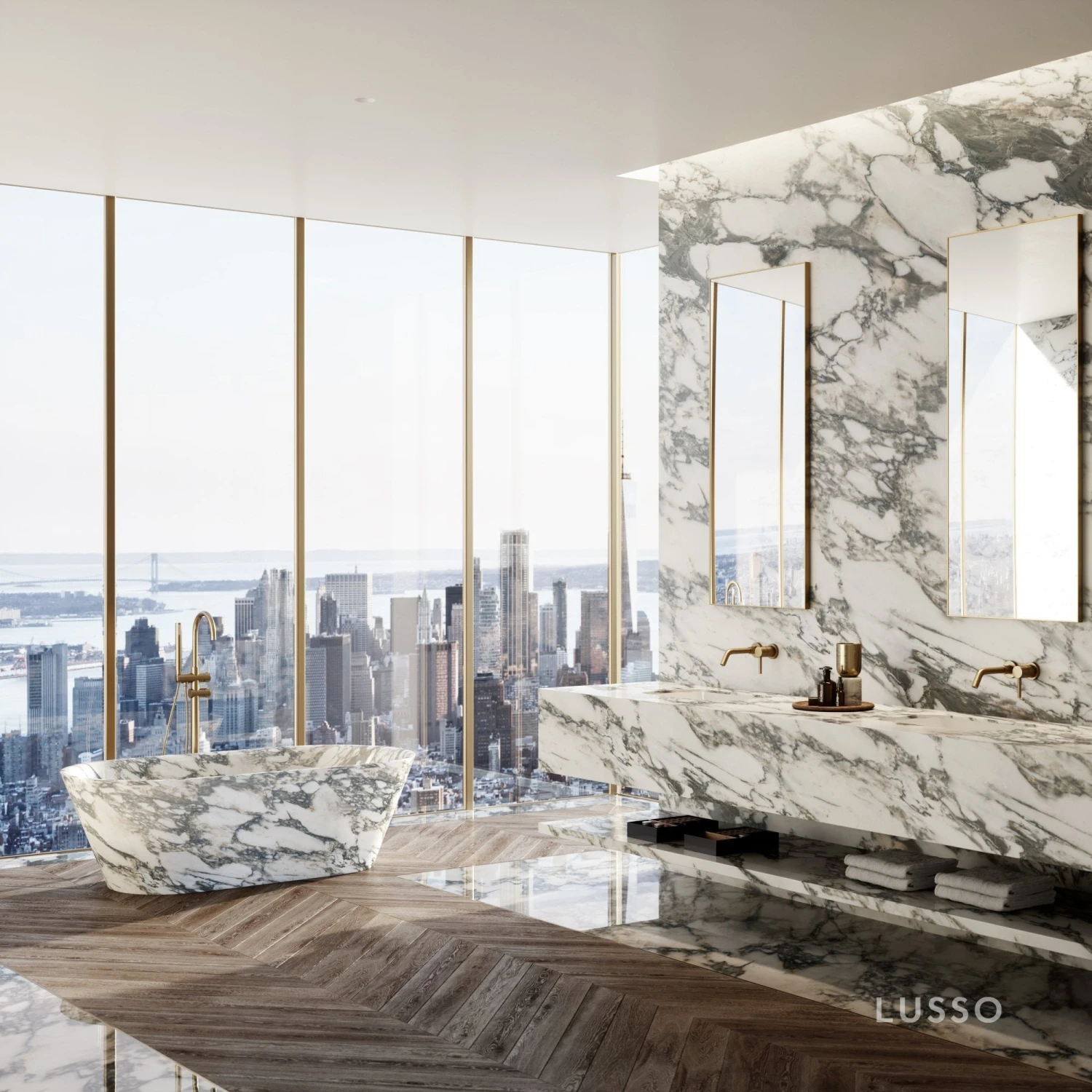 Arabescato Marble Muse Freestanding Stone Bath 1700mm 4 Arabescato Marble Muse Freestanding Stone Bath 1700mm - Image 4