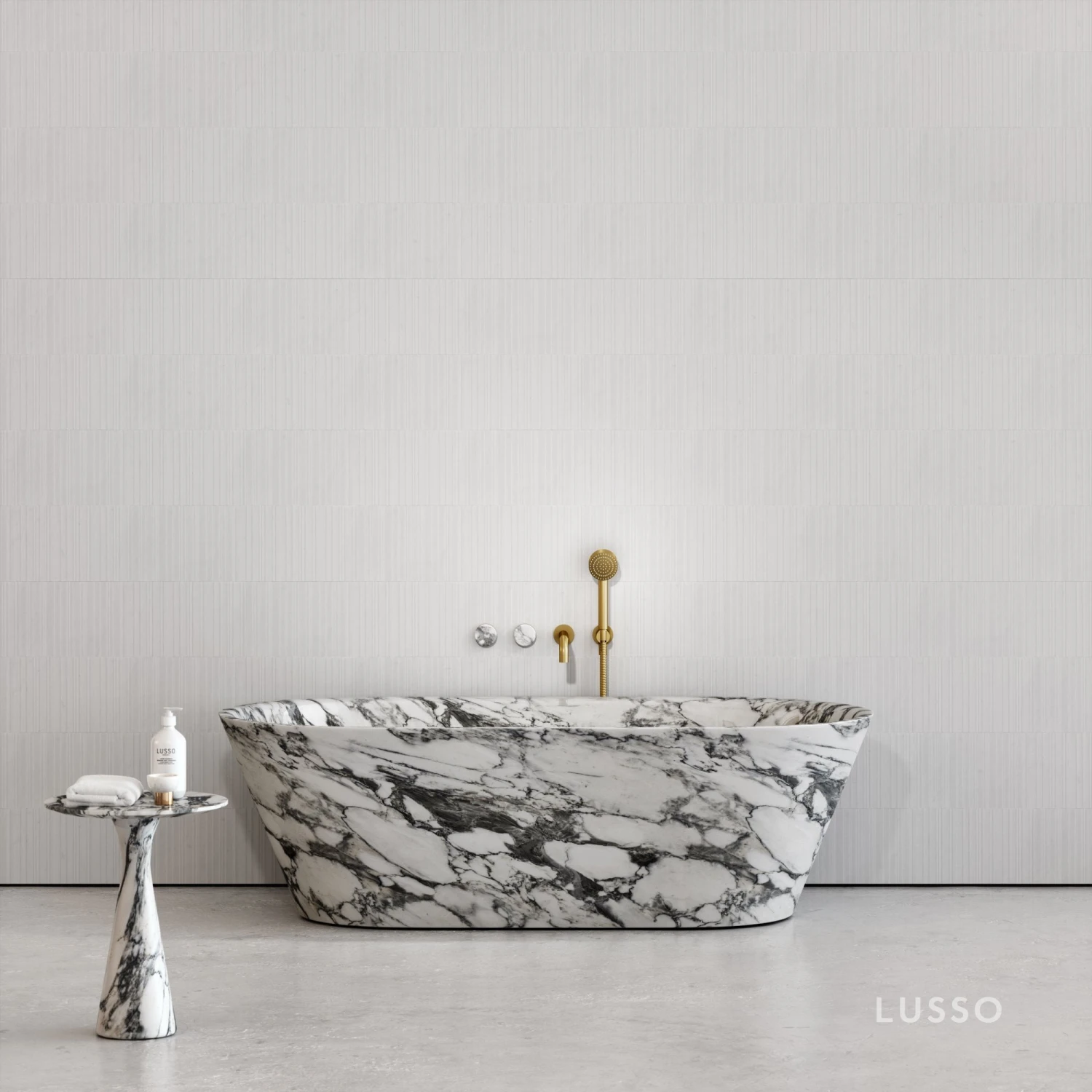 Arabescato Marble Muse Freestanding Stone Bath 1700mm 1 Arabescato Marble Muse Freestanding Stone Bath 1700mm