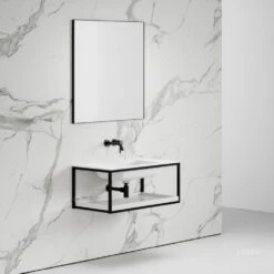 Aria Vanity Unit With Stone Basin (Matte Black Frame 900mm) 6 Aria Vanity Unit With Stone Basin (Matte Black Frame 900mm) -Home Bathroom Shop aria vanity unit with stone basin matte black frame 900mm p2551 14626 image