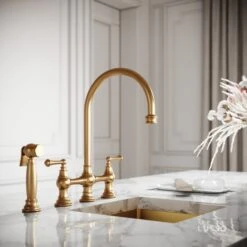 Asbury 4-hole Traditional Kitchen Tap Brushed Gold