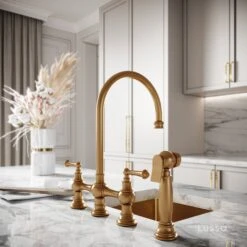 Asbury 4-hole Traditional Kitchen Tap Brushed Gold 8 Asbury 4-hole Traditional Kitchen Tap Brushed Gold -Home Bathroom Shop asbury 4 hole traditional kitchen tap brushed gold p4679 26244 zoom