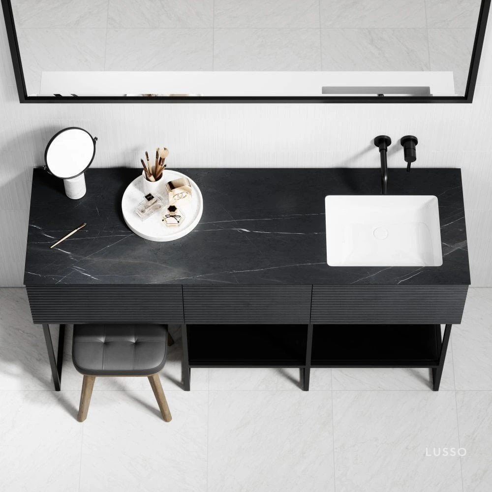 Audemar Vanity Unit With Basin (Black & Porcelain 1600mm) 2 Audemar Vanity Unit With Basin (Black & Porcelain 1600mm) - Image 2