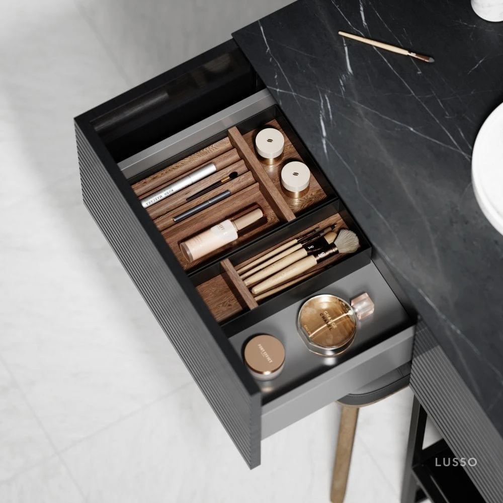 Audemar Vanity Unit With Basin (Black & Porcelain 1600mm) 3 Audemar Vanity Unit With Basin (Black & Porcelain 1600mm) - Image 3