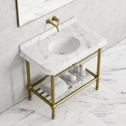 Belmont Traditional Brushed Gold Vanity Unit With Carrara Marble Countertop 1000mm 8 Belmont Traditional Brushed Gold Vanity Unit With Carrara Marble Countertop 1000mm -Home Bathroom Shop belmont traditional brushed gold vanity unit with carrara marble countertop 1000mm p5356 36405 zoom