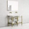 Belmont Traditional Brushed Gold Vanity Unit With Carrara Marble Countertop 1200mm