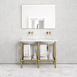 Belmont Traditional Brushed Gold Vanity Unit With Carrara Marble Countertop 1200mm 7 Belmont Traditional Brushed Gold Vanity Unit With Carrara Marble Countertop 1200mm -Home Bathroom Shop belmont traditional brushed gold vanity unit with carrara marble countertop 1200mm p5357 36409 zoom
