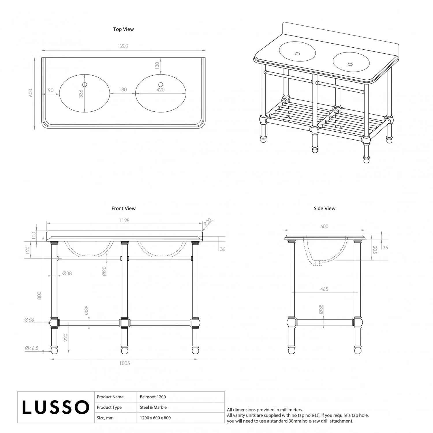 Belmont Traditional Brushed Gold Vanity Unit With Carrara Marble Countertop 1200mm 5 Belmont Traditional Brushed Gold Vanity Unit With Carrara Marble Countertop 1200mm - Image 5