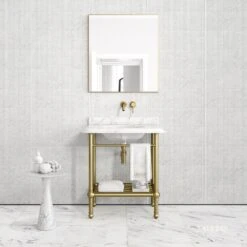 Belmont Traditional Brushed Gold Vanity Unit With Carrara Marble Countertop 800mm 7 Belmont Traditional Brushed Gold Vanity Unit With Carrara Marble Countertop 800mm -Home Bathroom Shop belmont traditional brushed gold vanity unit with carrara marble countertop 800mm p5355 36399 zoom