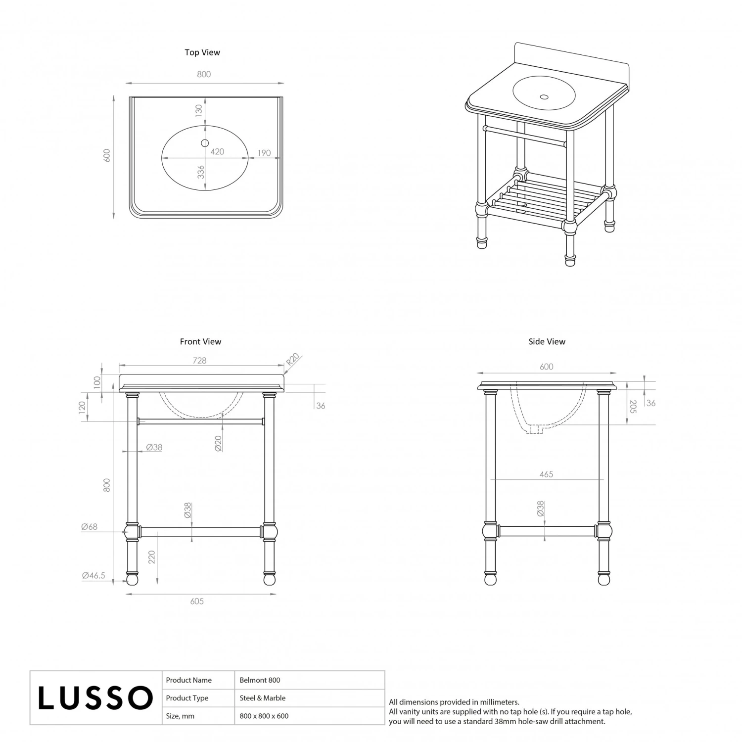 Belmont Traditional Brushed Gold Vanity Unit With Carrara Marble Countertop 800mm 5 Belmont Traditional Brushed Gold Vanity Unit With Carrara Marble Countertop 800mm - Image 5