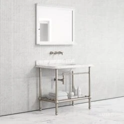 Belmont Traditional Polished Nickel Vanity Unit With Carrara Marble Countertop 1000mm