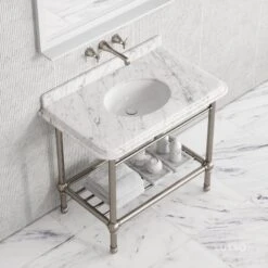 Belmont Traditional Polished Nickel Vanity Unit With Carrara Marble Countertop 1000mm 8 Belmont Traditional Polished Nickel Vanity Unit With Carrara Marble Countertop 1000mm -Home Bathroom Shop belmont traditional polished nickel vanity unit with carrara marble countertop 1000mm p5359 36284 zoom