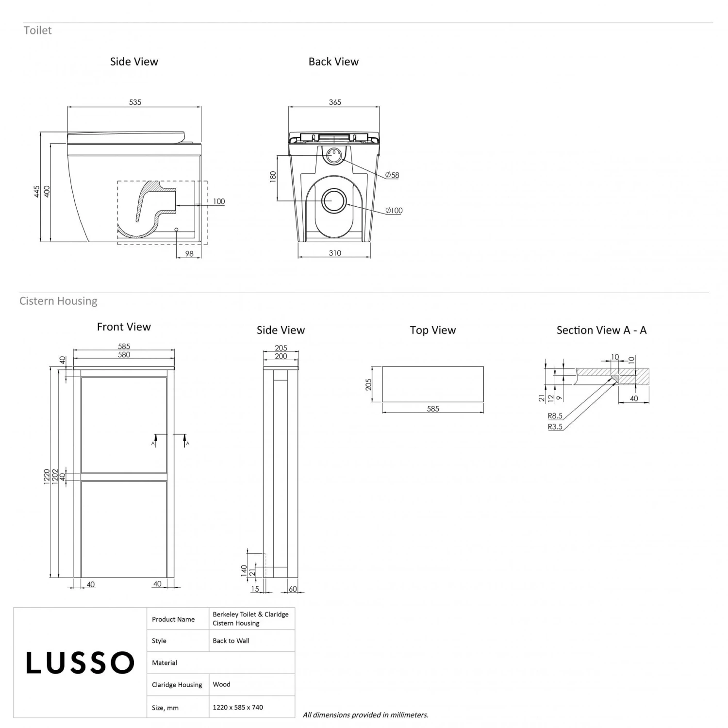 Berkeley Back To Wall Toilet And Matte Cream Claridge Housing 5 Berkeley Back To Wall Toilet And Matte Cream Claridge Housing - Image 5