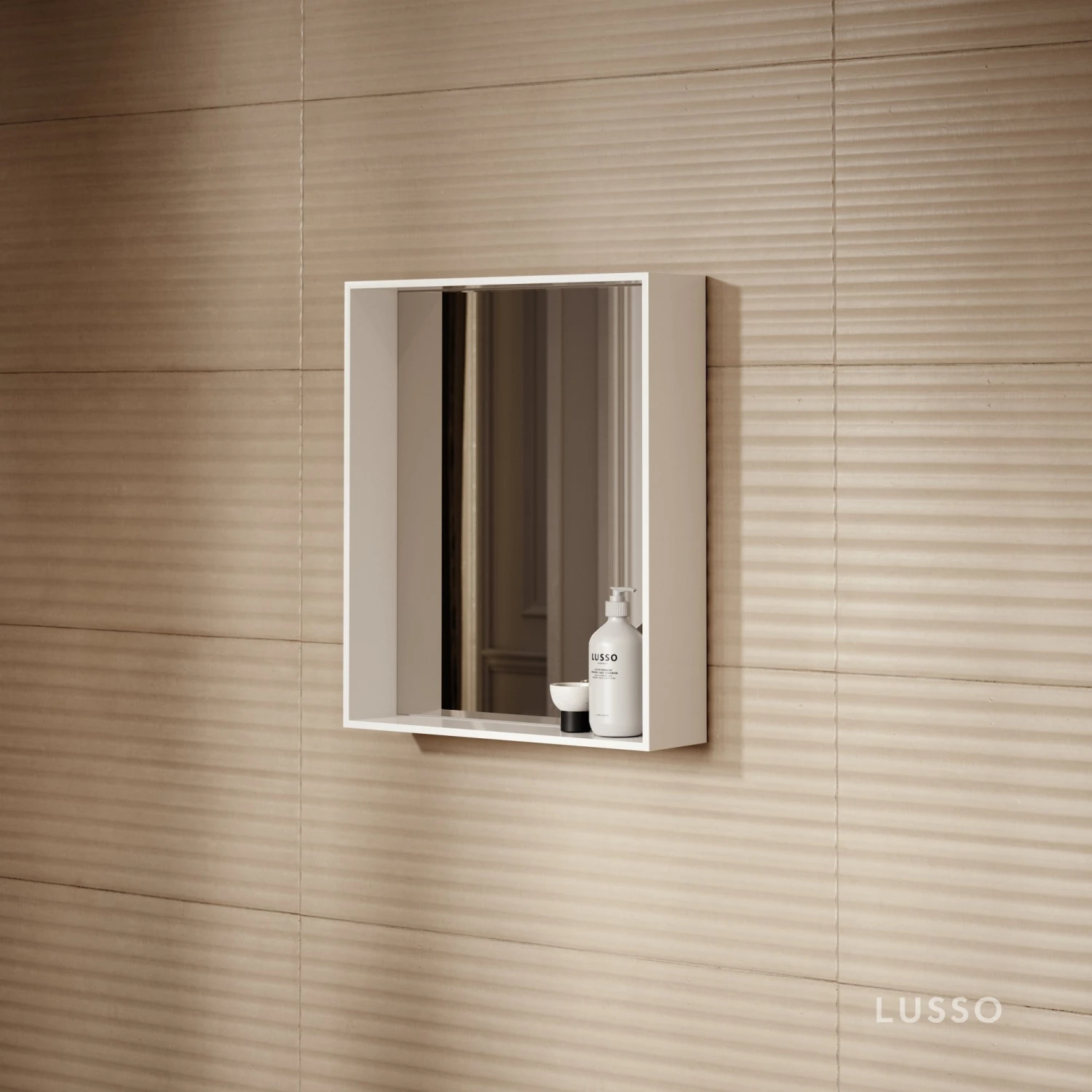 Calvi Stone Resin Shelf Mirror Matte 500mm 1 Calvi Stone Resin Shelf Mirror Matte 500mm