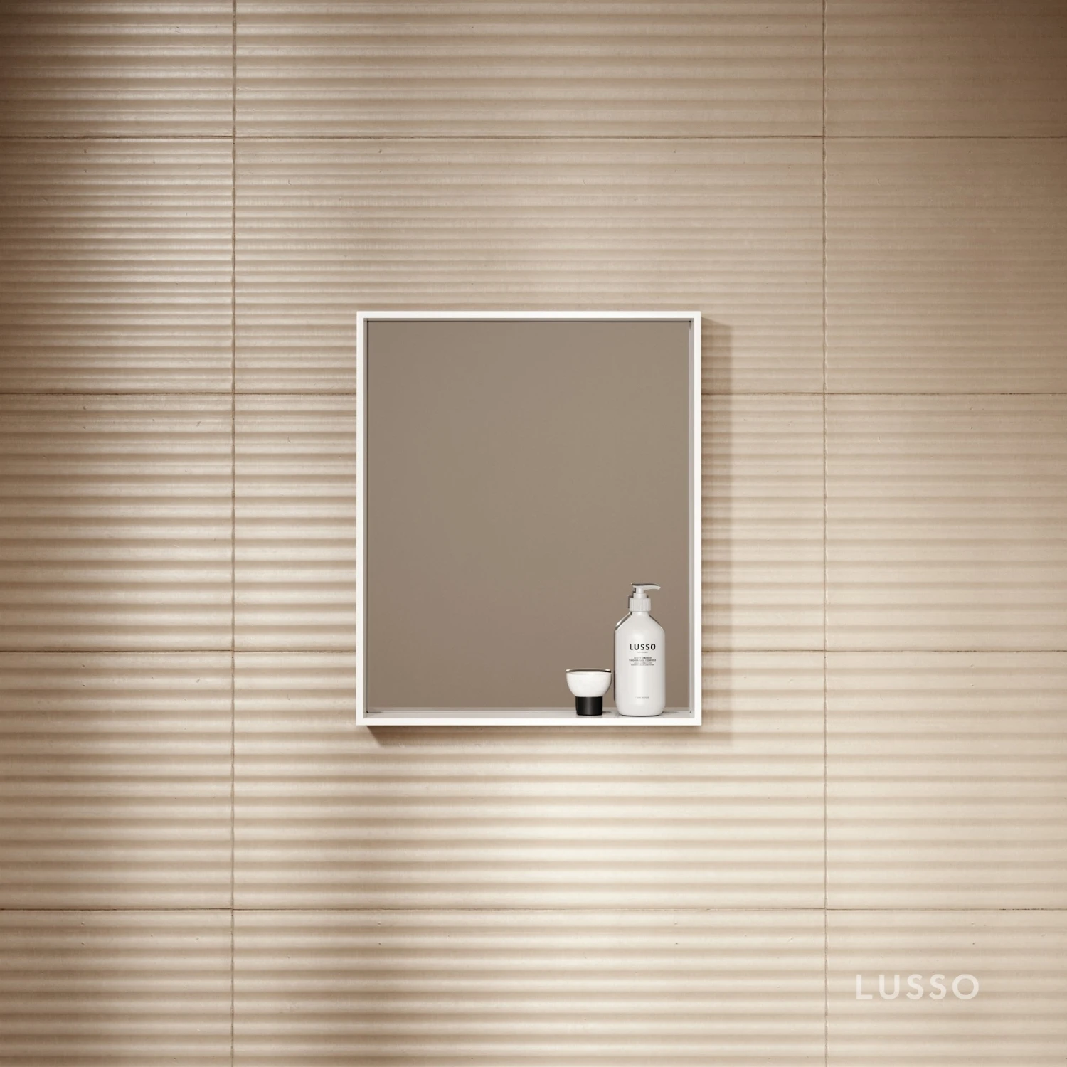 Calvi Stone Resin Shelf Mirror Matte 500mm 2 Calvi Stone Resin Shelf Mirror Matte 500mm - Image 2