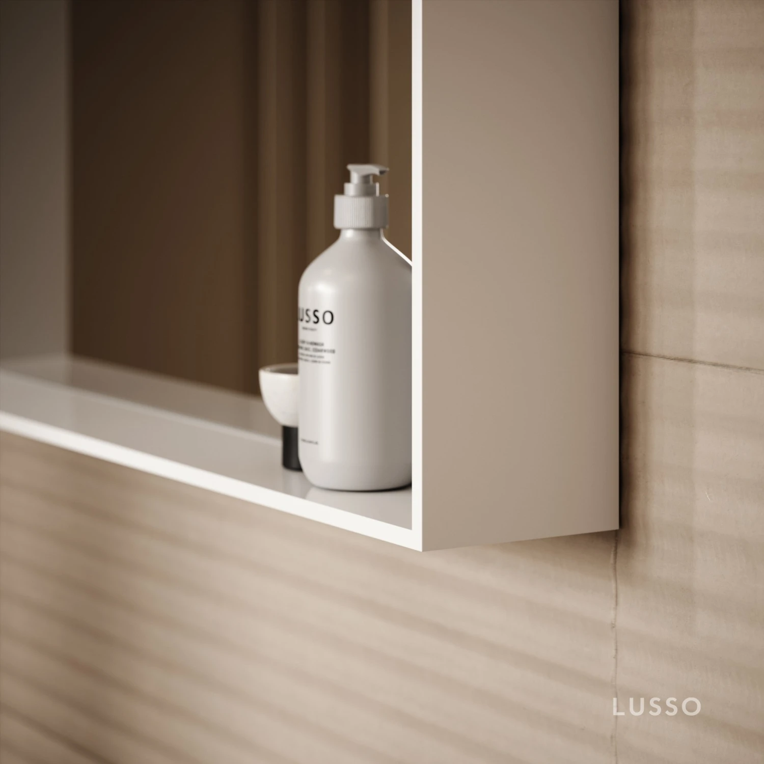 Calvi Stone Resin Shelf Mirror Matte 500mm 3 Calvi Stone Resin Shelf Mirror Matte 500mm - Image 3