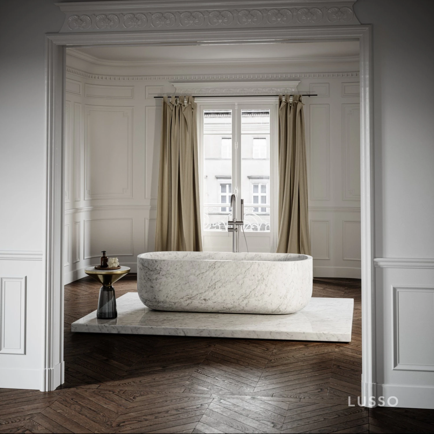 Carrara Marble Designo Freestanding Stone Bath 1780mm 1 Carrara Marble Designo Freestanding Stone Bath 1780mm