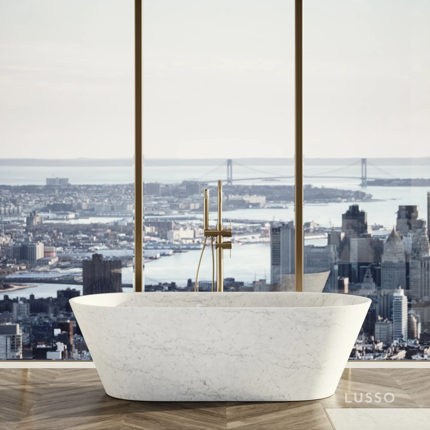 Carrara Marble Muse Freestanding Stone Bath 1700mm 3 Carrara Marble Muse Freestanding Stone Bath 1700mm - Image 3