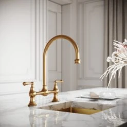 Celeste 2-hole Traditional Kitchen Tap Brushed Gold 7 Celeste 2-hole Traditional Kitchen Tap Brushed Gold -Home Bathroom Shop celeste 2 hole traditional kitchen tap brushed gold p4675 26235 zoom