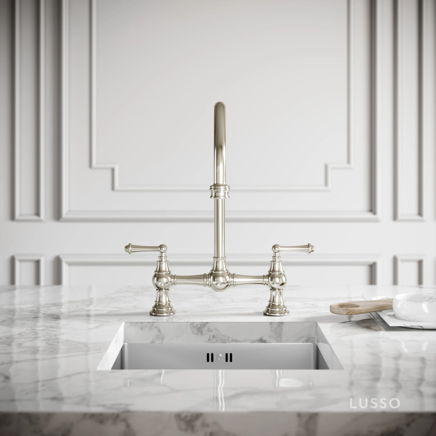 Celeste 2-hole Traditional Kitchen Tap Polished Nickel 3 Celeste 2-hole Traditional Kitchen Tap Polished Nickel - Image 3