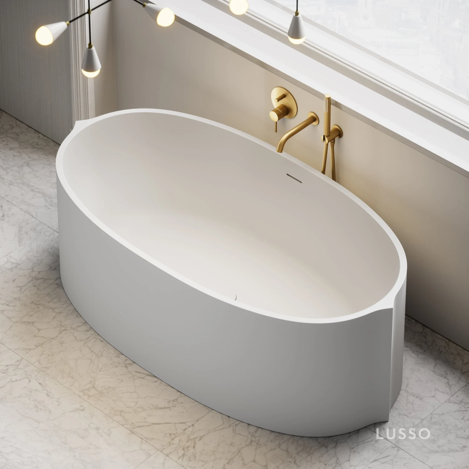 Cielo Freestanding Stone Bath 1620mm 2 Cielo Freestanding Stone Bath 1620mm - Image 2