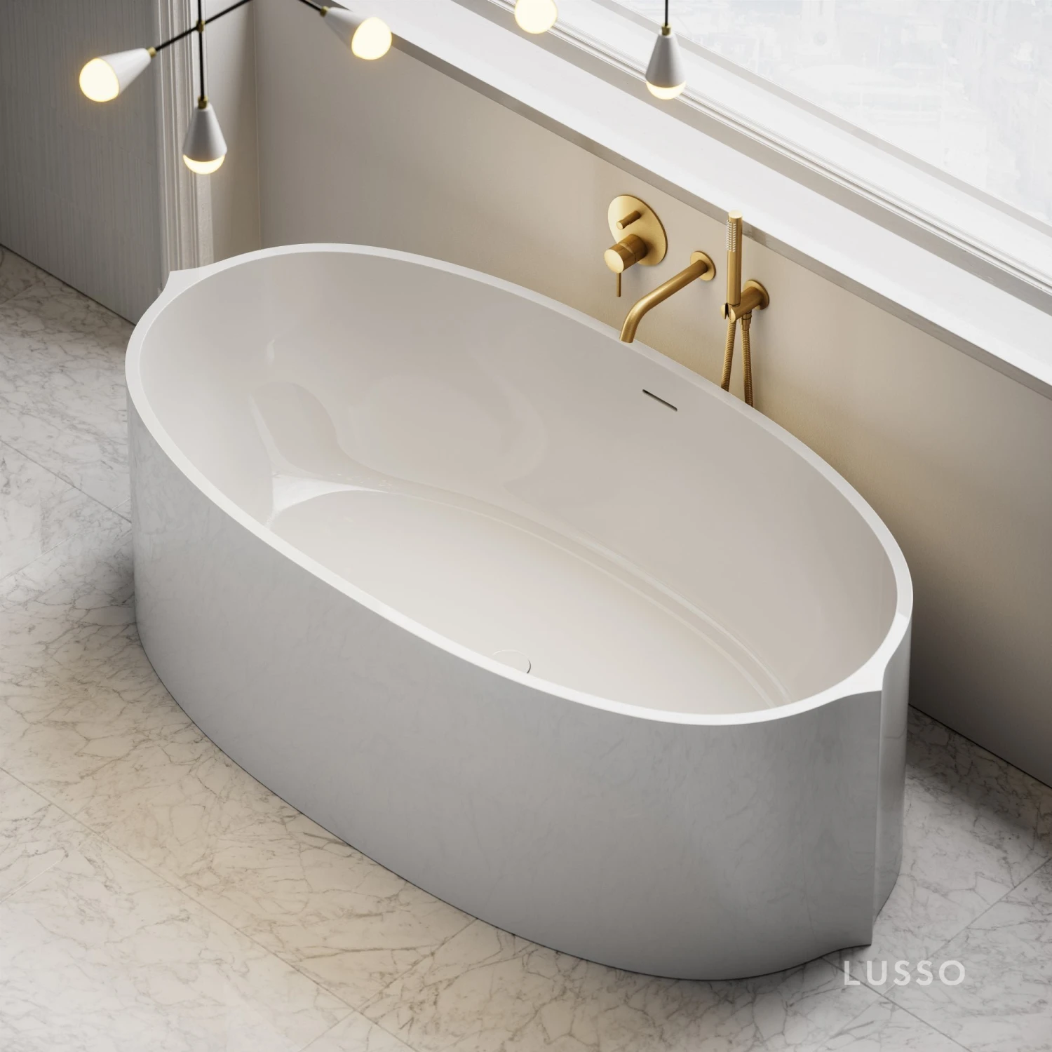 Cielo Freestanding Stone Bath 1620mm 4 Cielo Freestanding Stone Bath 1620mm - Image 4