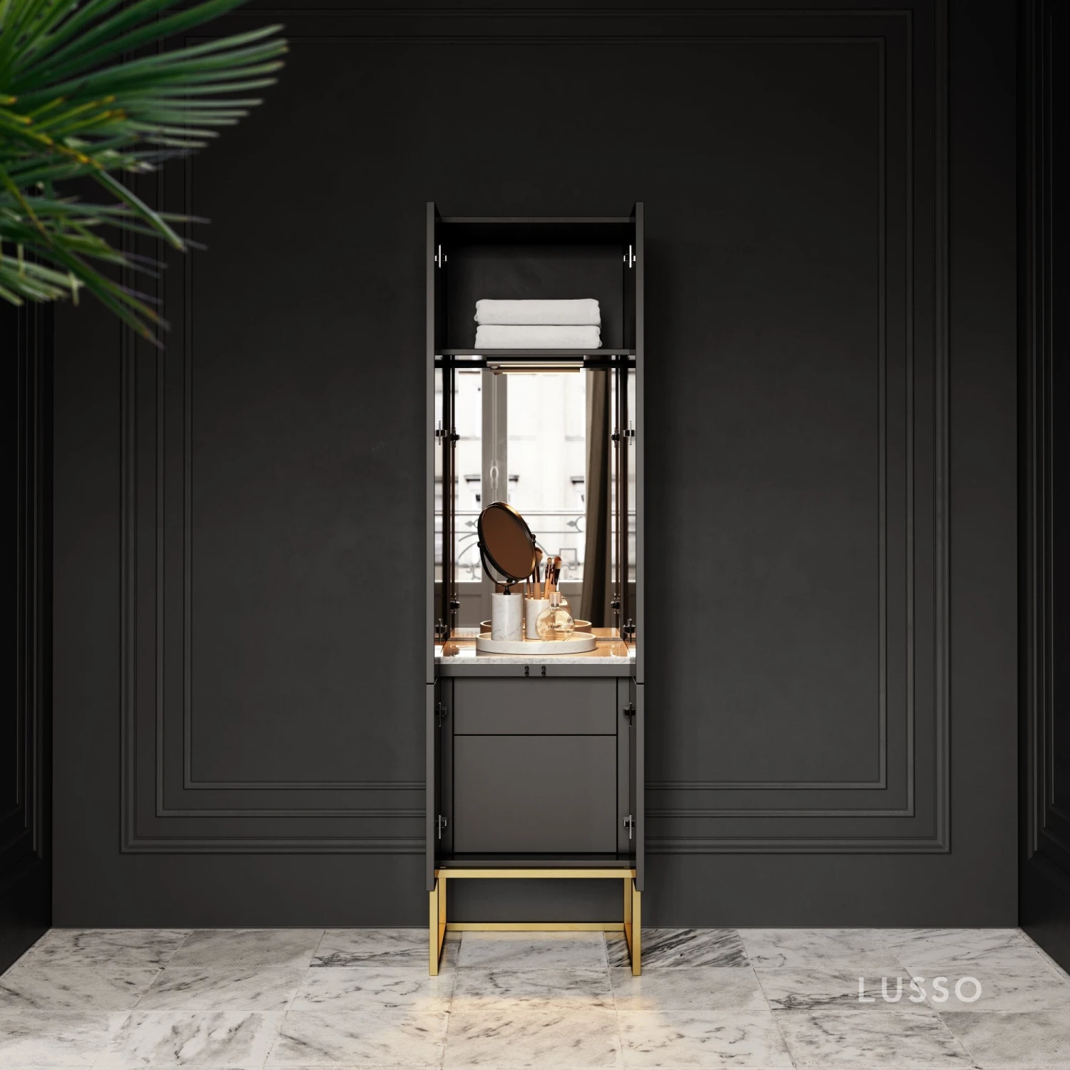 Couture Beauty Storage Cabinet Matte Black 500mm 2 Couture Beauty Storage Cabinet Matte Black 500mm - Image 2