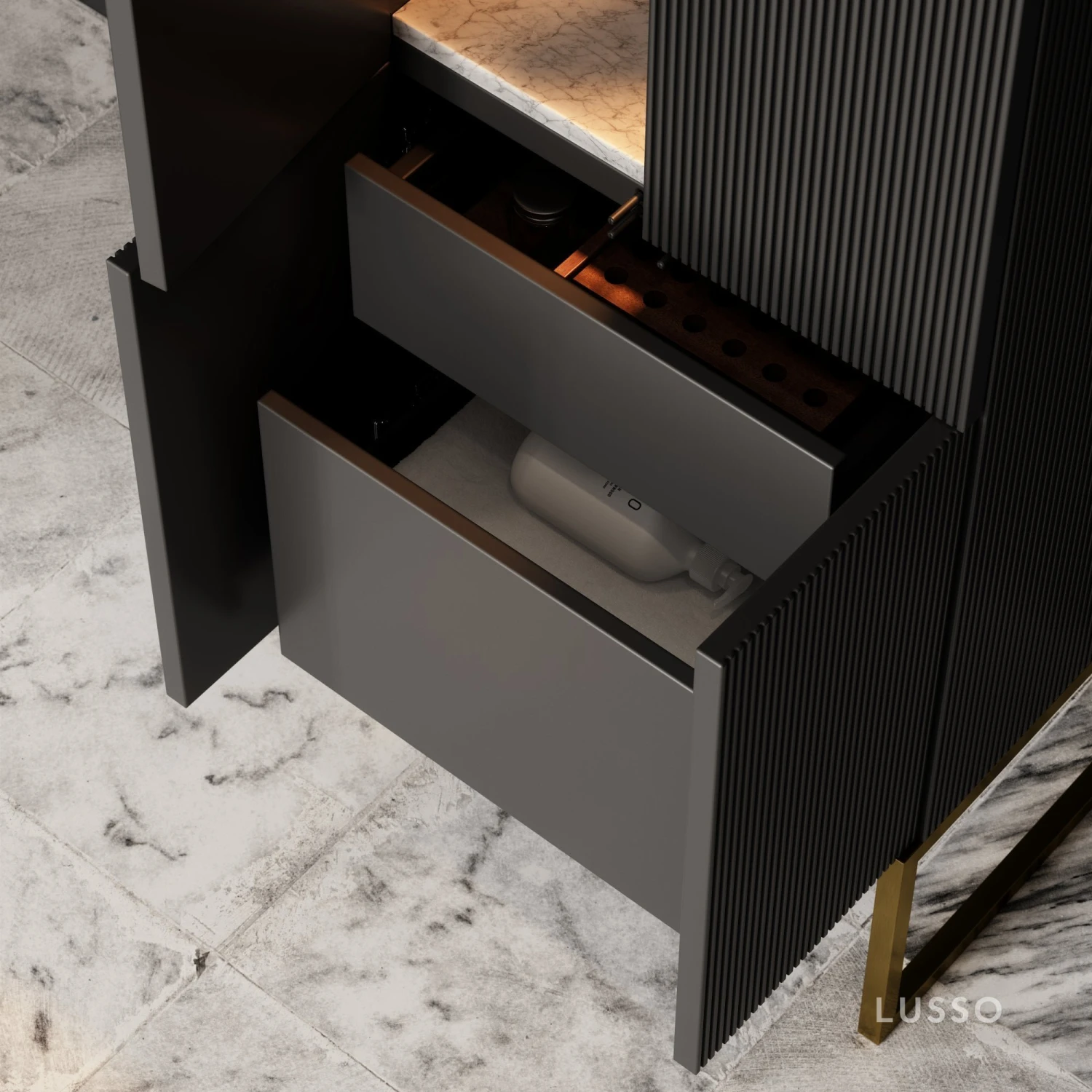 Couture Beauty Storage Cabinet Matte Black 500mm 3 Couture Beauty Storage Cabinet Matte Black 500mm - Image 3