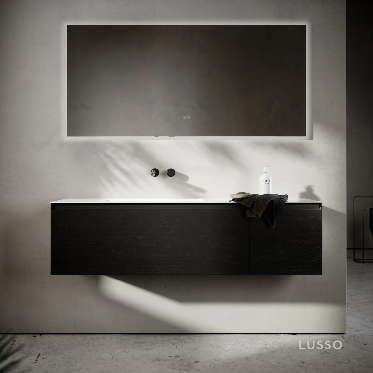 Cubik Black Wood Grain Vanity Unit 1500mm 1 Cubik Black Wood Grain Vanity Unit 1500mm