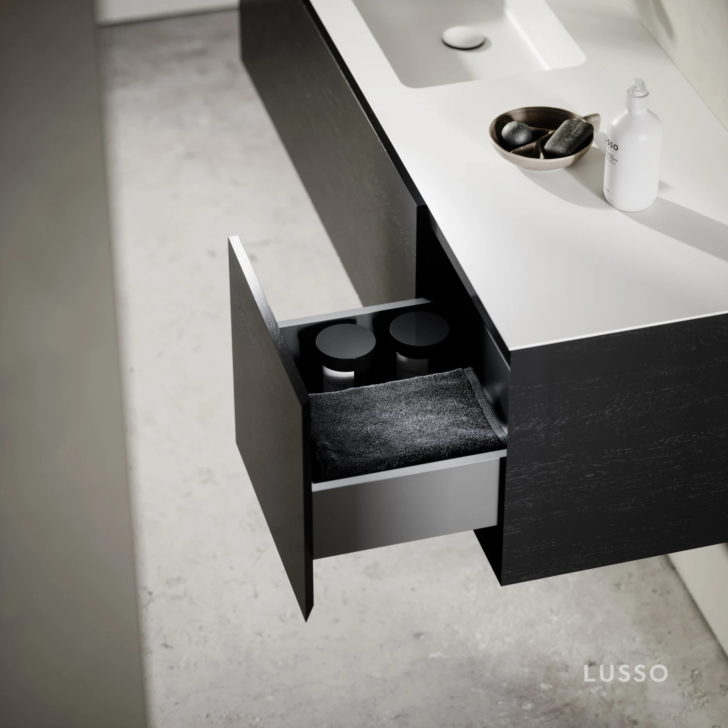 Cubik Black Wood Grain Vanity Unit 1500mm 6 Cubik Black Wood Grain Vanity Unit 1500mm - Image 6