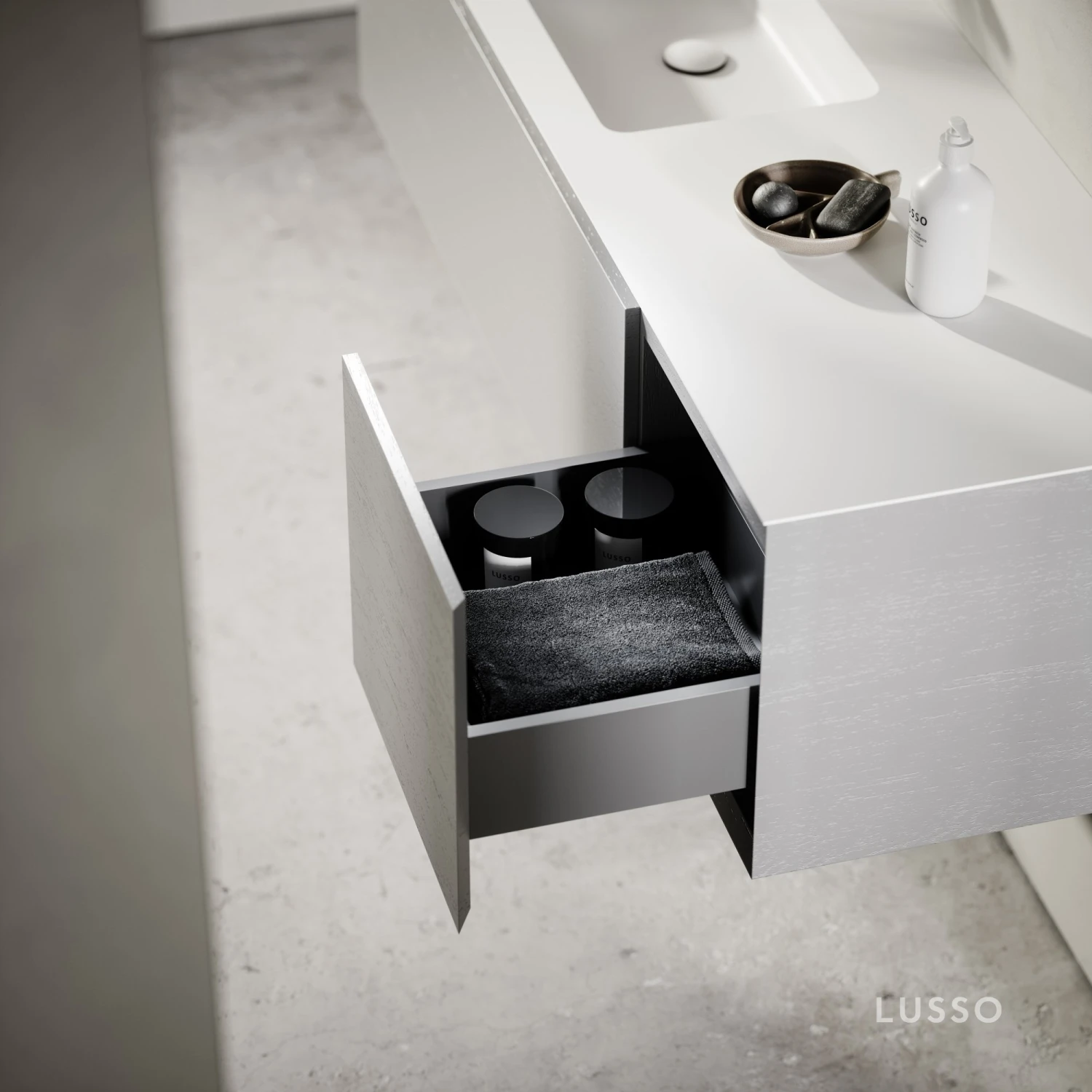 Cubik Pale Grey Wood Grain Vanity Unit 1500mm 6 Cubik Pale Grey Wood Grain Vanity Unit 1500mm - Image 6