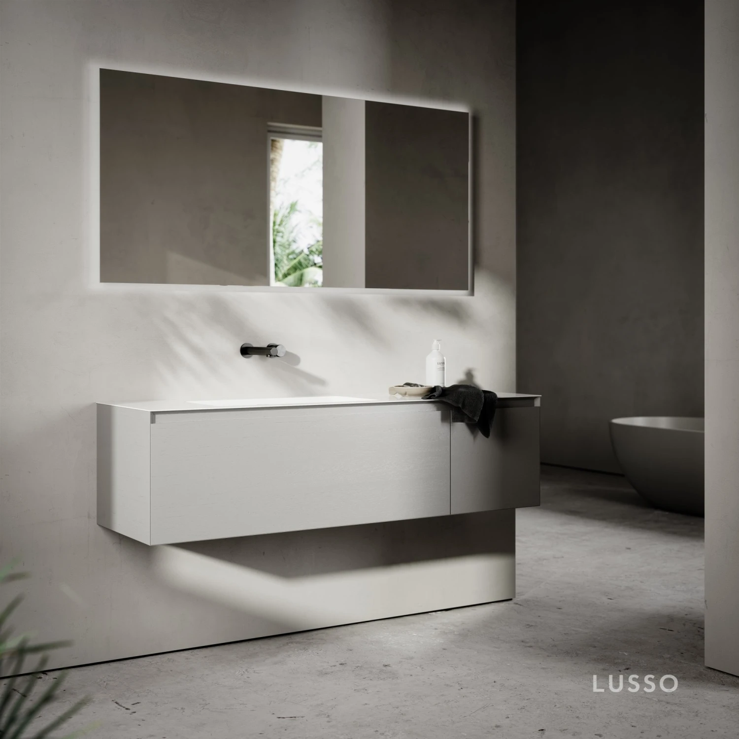 Cubik Pale Grey Wood Grain Vanity Unit 1500mm 3 Cubik Pale Grey Wood Grain Vanity Unit 1500mm - Image 3