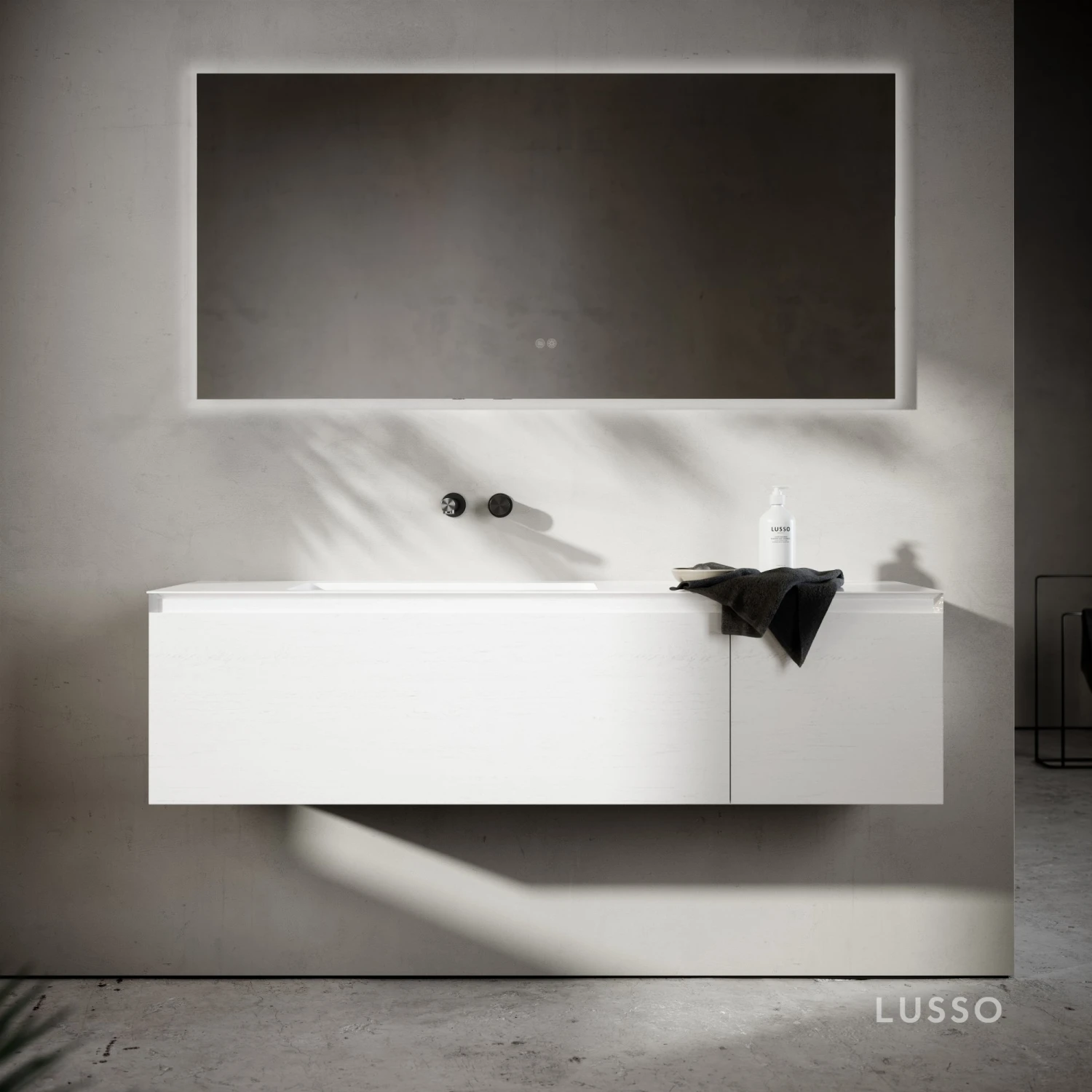 Cubik White Wood Grain Vanity Unit 1500mm 1 Cubik White Wood Grain Vanity Unit 1500mm