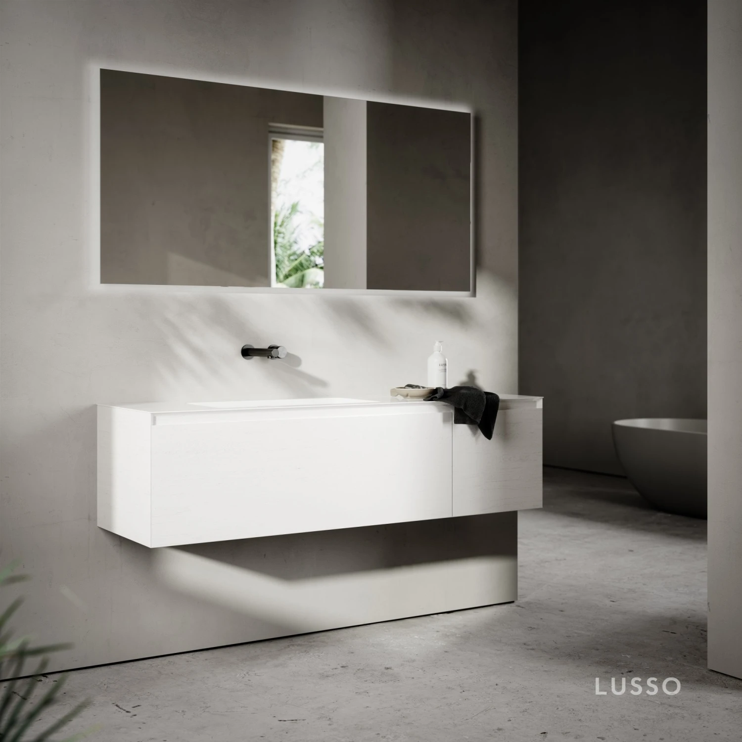 Cubik White Wood Grain Vanity Unit 1500mm 3 Cubik White Wood Grain Vanity Unit 1500mm - Image 3