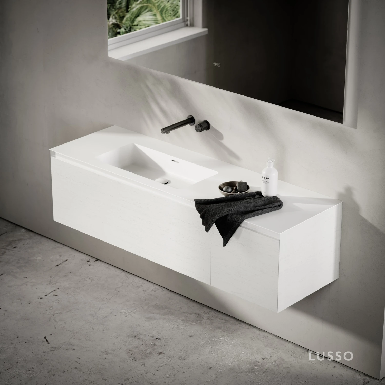 Cubik White Wood Grain Vanity Unit 1500mm 4 Cubik White Wood Grain Vanity Unit 1500mm - Image 4