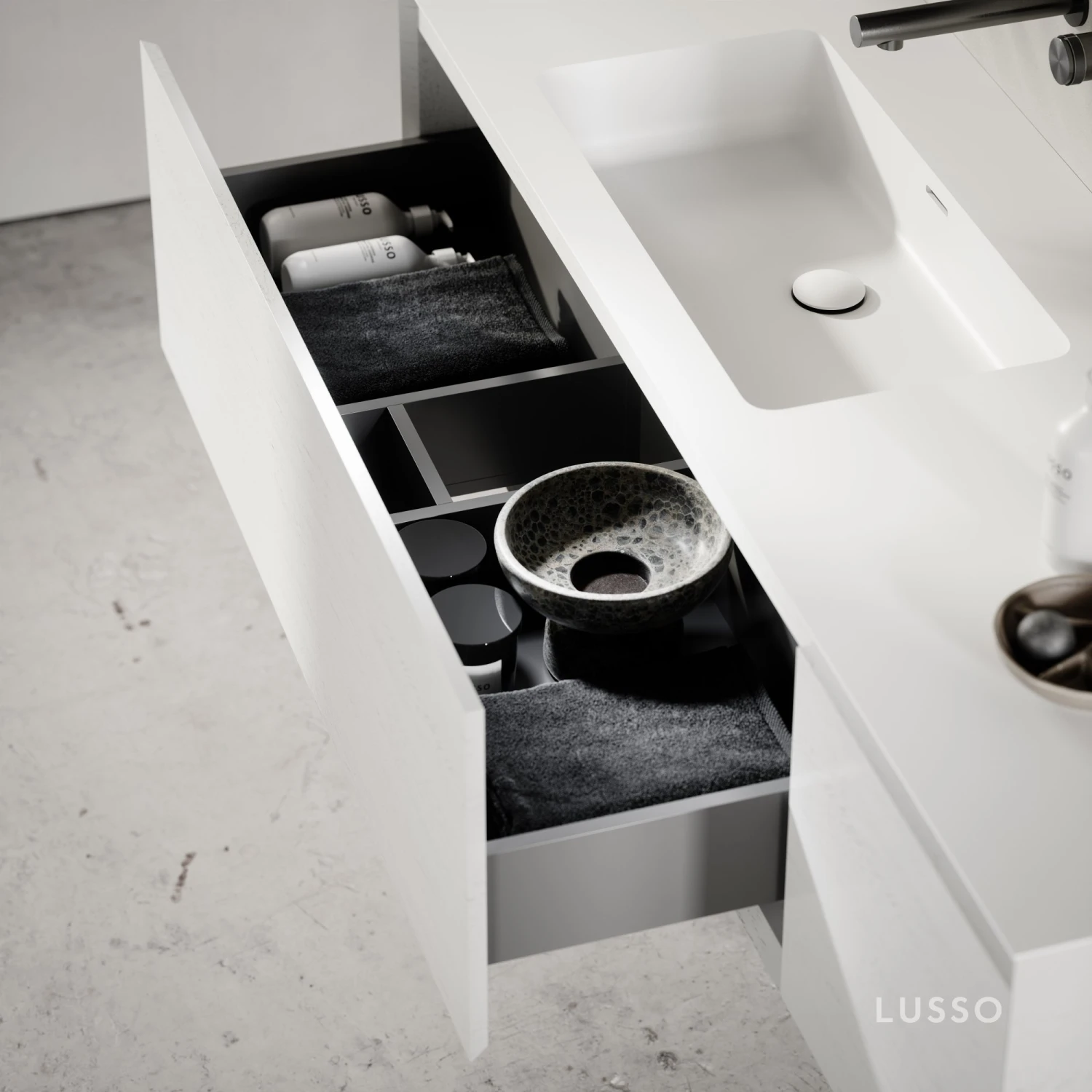 Cubik White Wood Grain Vanity Unit 1500mm 5 Cubik White Wood Grain Vanity Unit 1500mm - Image 5