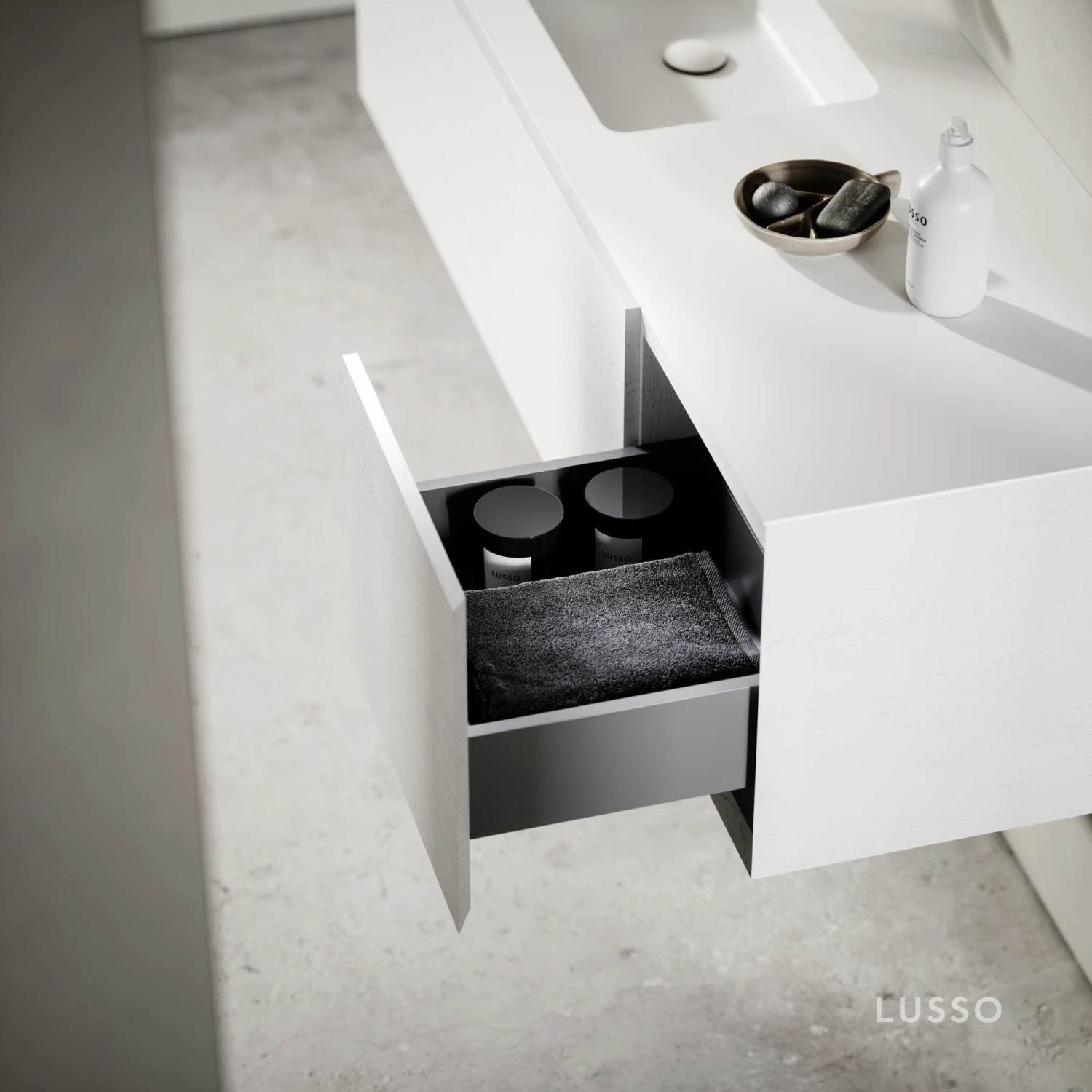 Cubik White Wood Grain Vanity Unit 1500mm 6 Cubik White Wood Grain Vanity Unit 1500mm - Image 6