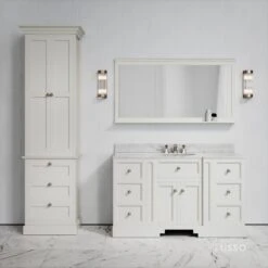 Deco Harland Velvet Matte Cream Floorstanding Storage Cabinet