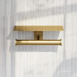 Deka Brushed Gold Double Toilet Roll Holder With Shelf 6 Deka Brushed Gold Double Toilet Roll Holder With Shelf -Home Bathroom Shop deka brushed gold double toilet roll holder with shelf p5923 37911 zoom