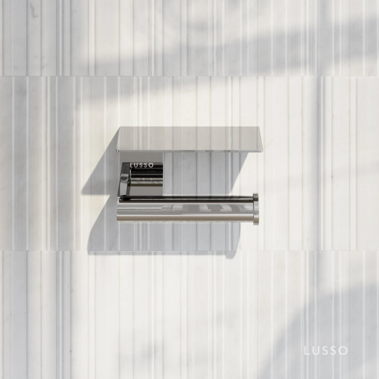 Deka Chrome Toilet Roll Holder With Shelf 3 Deka Chrome Toilet Roll Holder With Shelf - Image 3