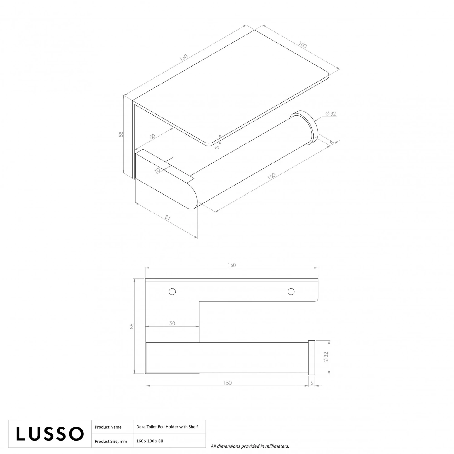 Deka Chrome Toilet Roll Holder With Shelf 4 Deka Chrome Toilet Roll Holder With Shelf - Image 4