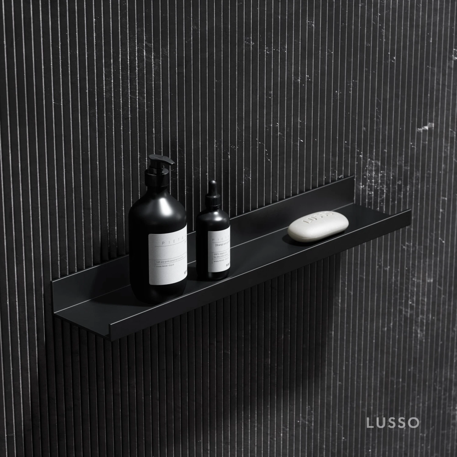 Designo Matte Black Floating Bathroom Shelf 600mm 4 Designo Matte Black Floating Bathroom Shelf 600mm - Image 4