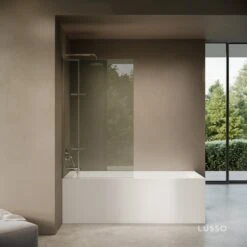 Doccia Chrome Frameless Folding Bath Shower Screen 900mm
