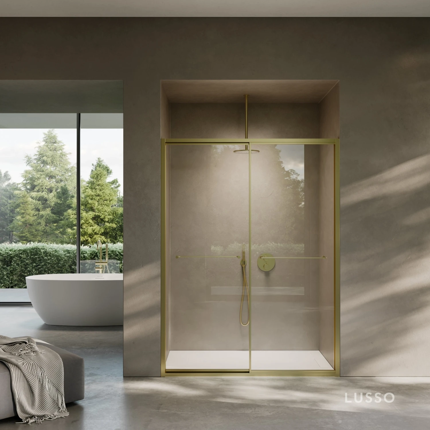 Dolce Brushed Gold Sliding Door With Soft Close (All Sizes) 1 Dolce Brushed Gold Sliding Door With Soft Close (All Sizes)