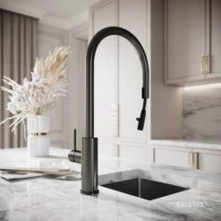 Elegance Pull Out Kitchen Mixer Tap Gunmetal