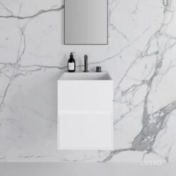 Ethos Vanity Unit With Stone Basin (Matte White 400mm) 10 Ethos Vanity Unit With Stone Basin (Matte White 400mm) -Home Bathroom Shop ethos vanity unit with stone basin matte white 400mm p735 10311 zoom