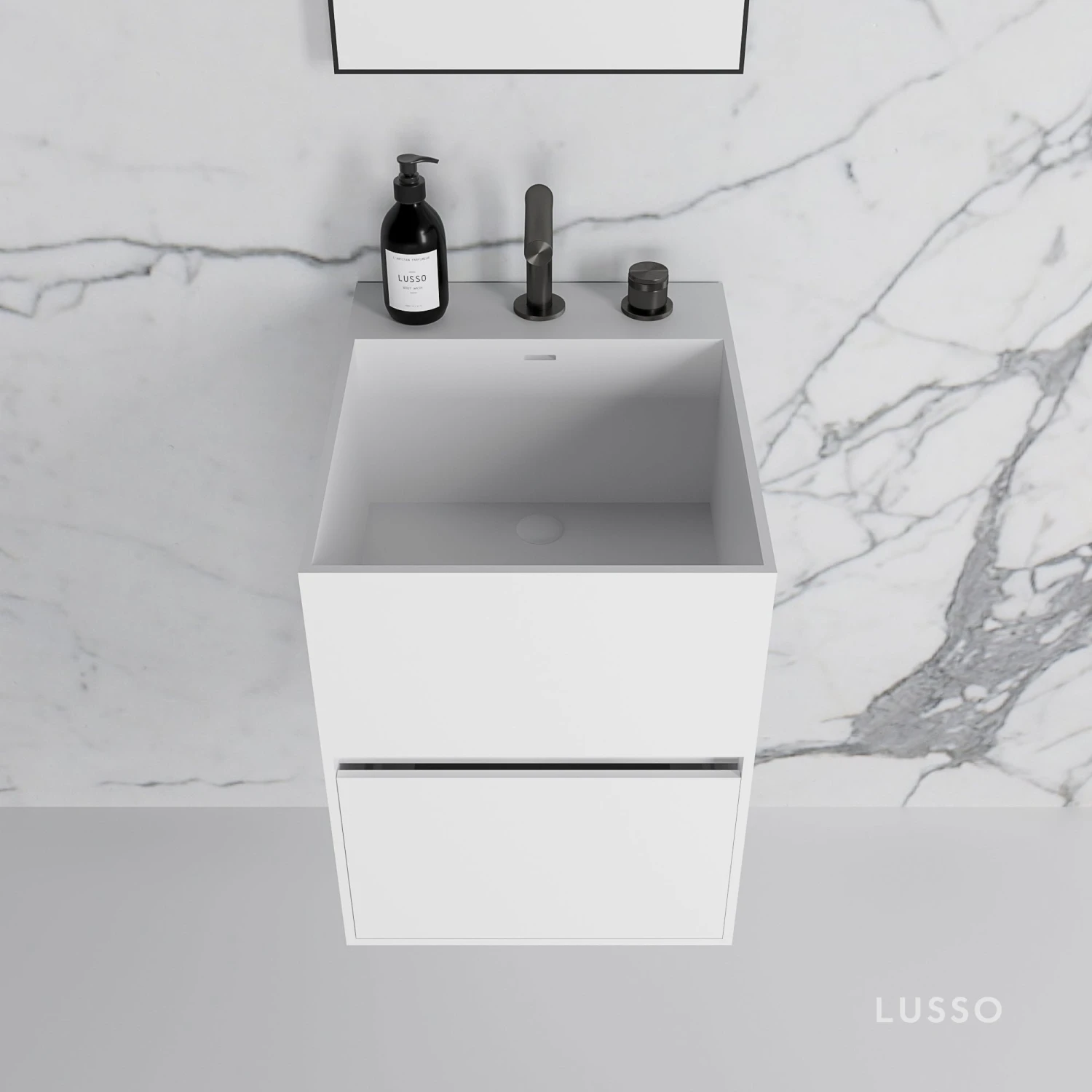 Ethos Vanity Unit With Stone Basin (Matte White 400mm) 5 Ethos Vanity Unit With Stone Basin (Matte White 400mm) - Image 5