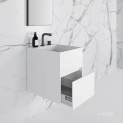 Ethos Vanity Unit With Stone Basin (Matte White 400mm) 12 Ethos Vanity Unit With Stone Basin (Matte White 400mm) -Home Bathroom Shop ethos vanity unit with stone basin matte white 400mm p735 10320 zoom