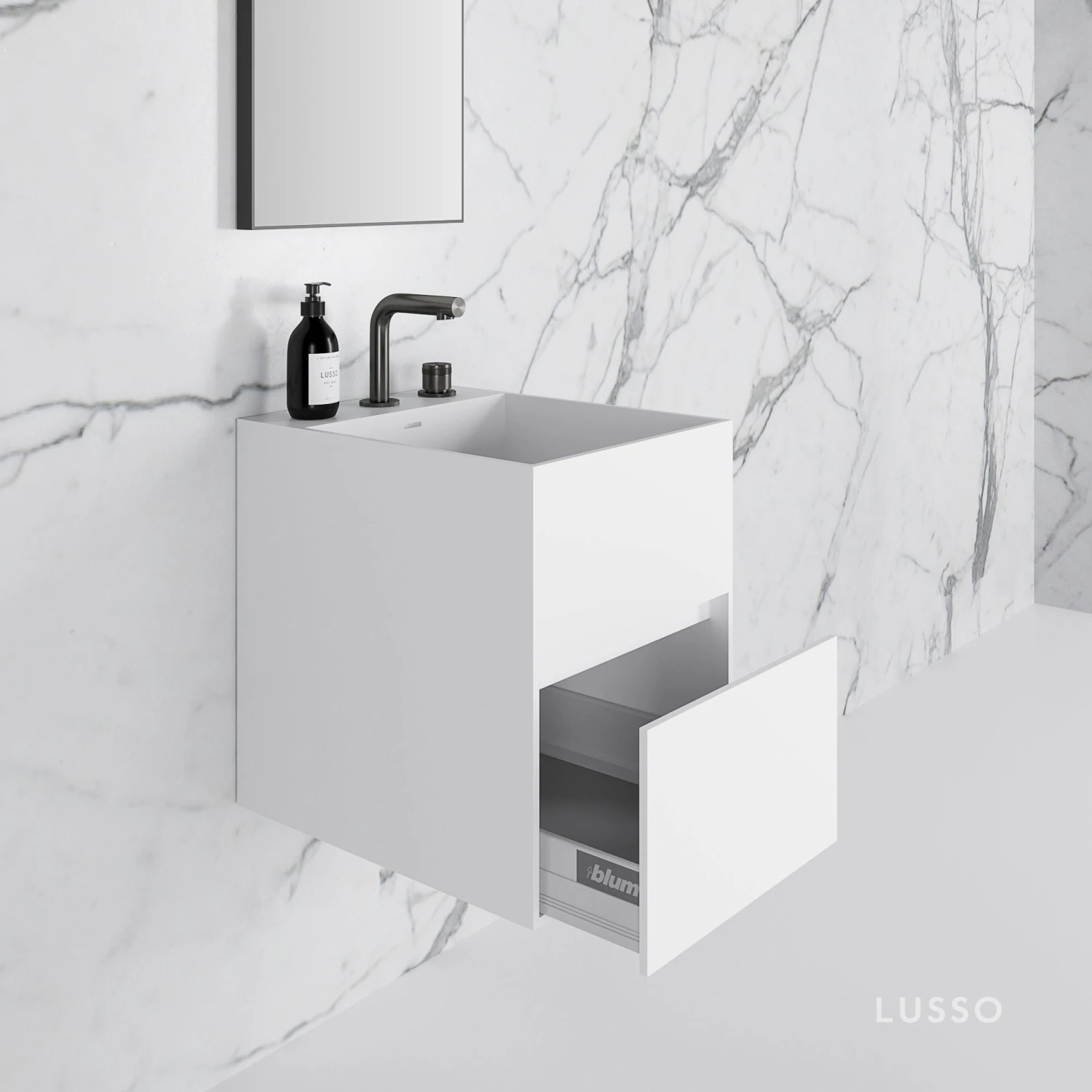 Ethos Vanity Unit With Stone Basin (Matte White 400mm) 6 Ethos Vanity Unit With Stone Basin (Matte White 400mm) - Image 6
