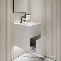 Ethos Vanity Unit With Stone Basin (Matte White 400mm) 9 Ethos Vanity Unit With Stone Basin (Matte White 400mm) -Home Bathroom Shop ethos vanity unit with stone basin matte white 400mm p735 24881 zoom