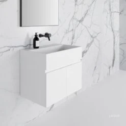 Ethos Vanity Unit With Stone Basin (Matte White 600mm) -Home Bathroom Shop ethos vanity unit with stone basin matte white 600mm p2014 11857 image